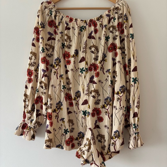 Anthropologie Puff Sleeve Wild Flowers Romper Smocked Oversized Size Small - Picture 4 of 9